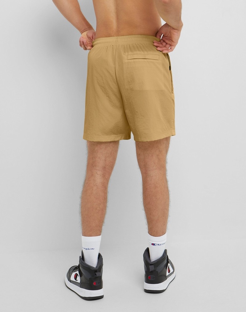 Men's Champio Nylon Warm-Up with Mesh Liner Shorts Brown | Q0KV86