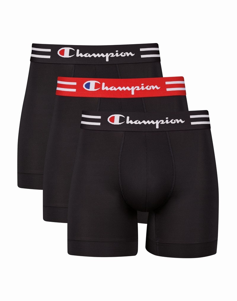 Men\'s Champio Performance Pack Briefs Black | C7BP55