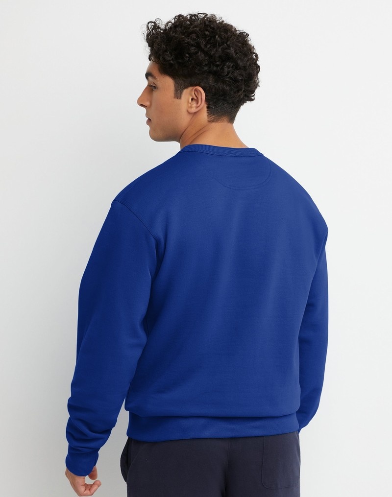 Men's Champio Powerblend Crewneck Sweatshirts Blue | U8LW42