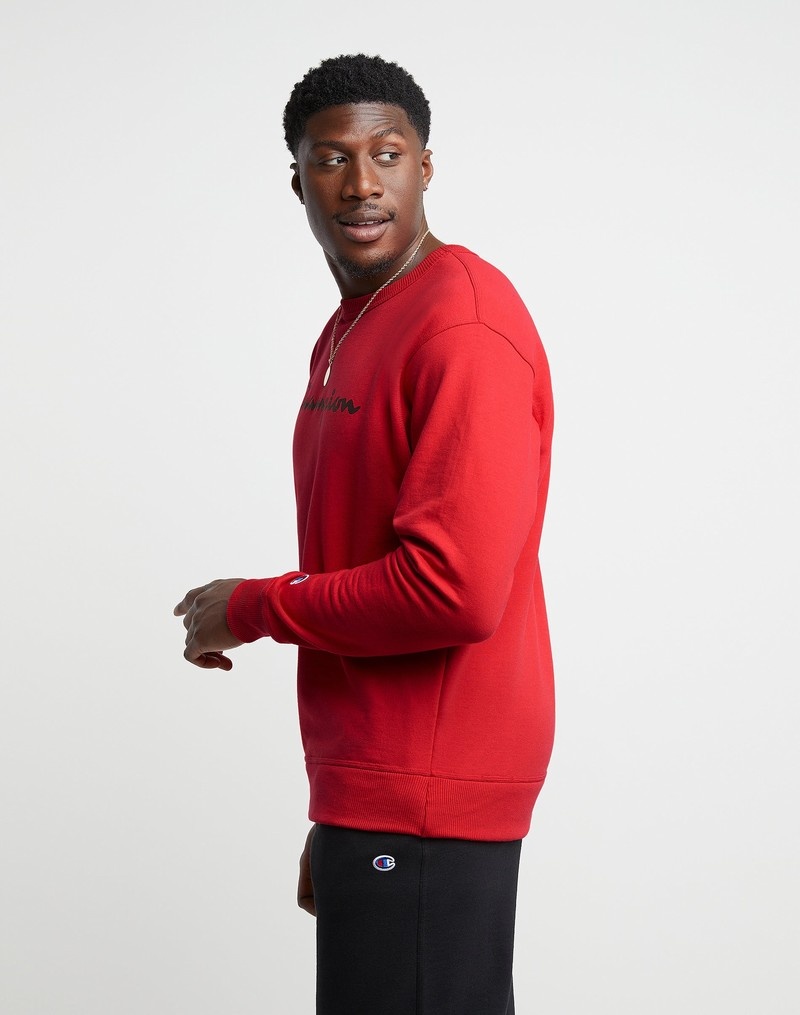 Men's Champio Powerblend Crewneck Sweatshirts Red | A9OJ74