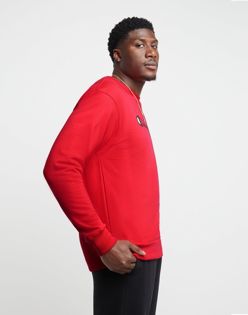 Men's Champio Powerblend Crewneck Sweatshirts Red | A9OJ74