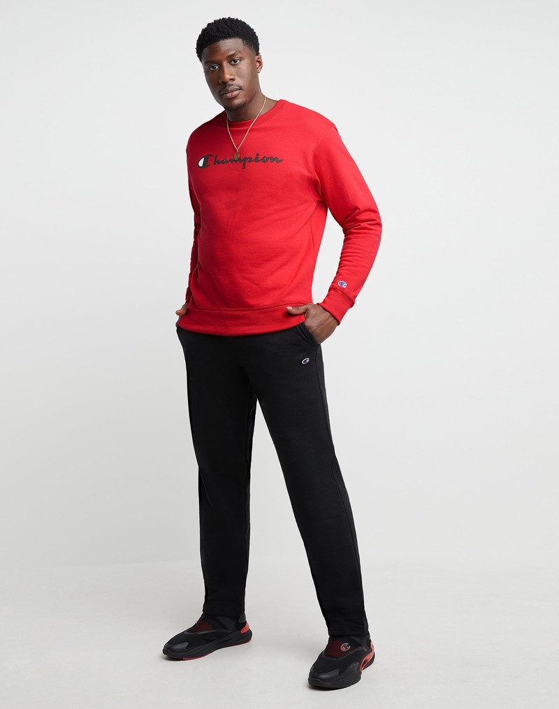 Men's Champio Powerblend Crewneck Sweatshirts Red | A9OJ74