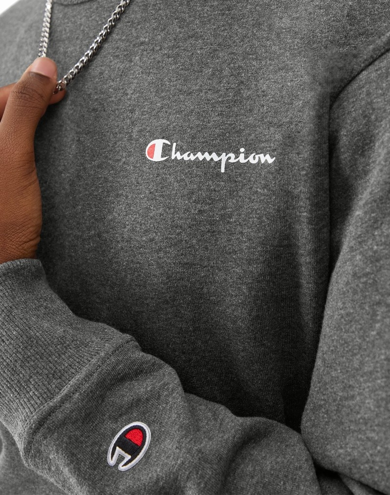 Men's Champio Powerblend Crewneck Sweatshirts Grey | R2HU90