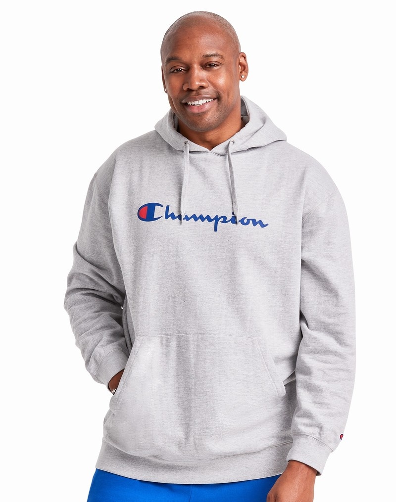 Men\'s Champio Powerblend Fleece Hoodie Grey | P3GW52