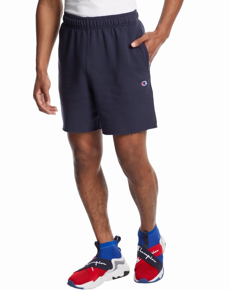 Men's Champio Powerblend Fleece Shorts Navy | E4LV28