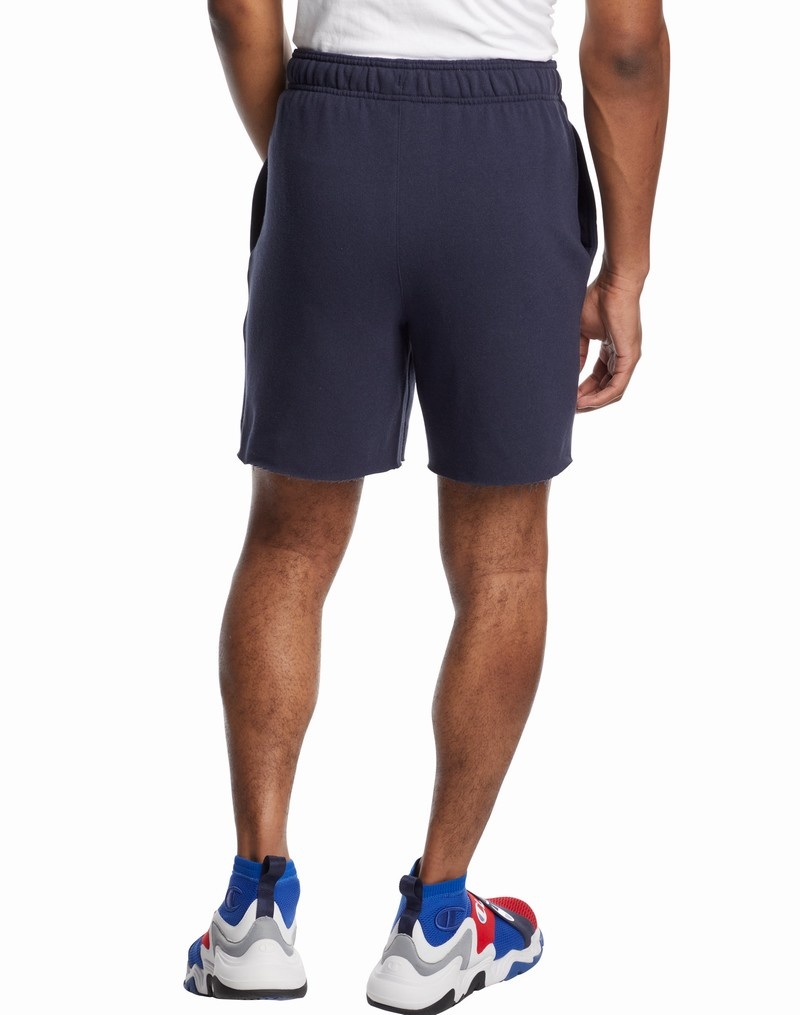 Men's Champio Powerblend Fleece Shorts Navy | E4LV28