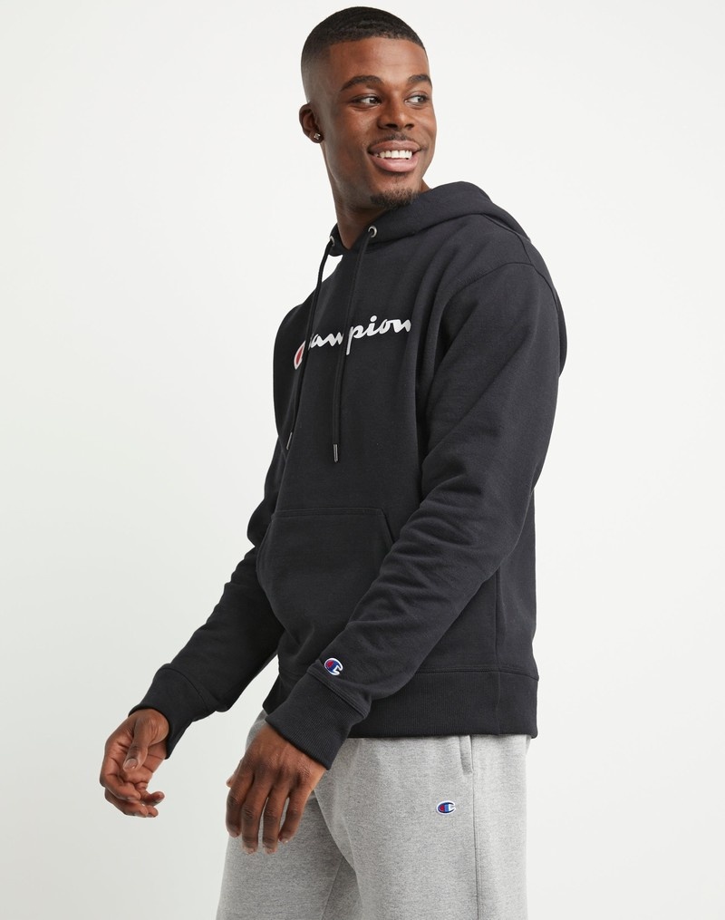 Men's Champio Powerblend Hoodie Black | H2YU03