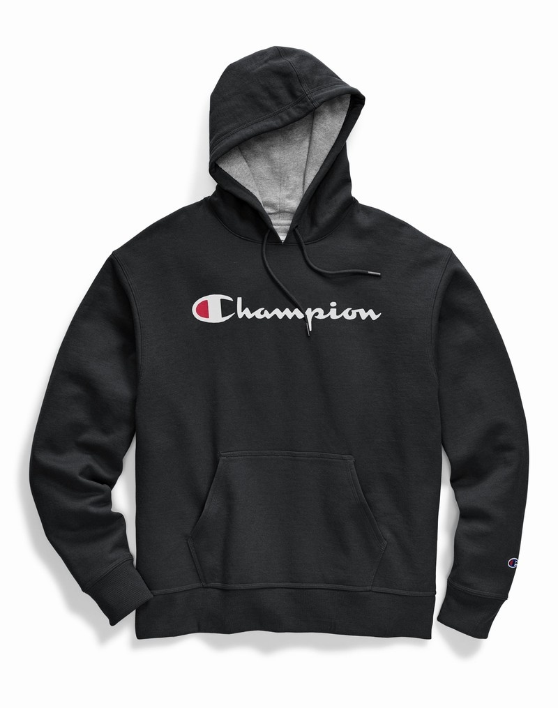 Men's Champio Powerblend Hoodie Black | H2YU03