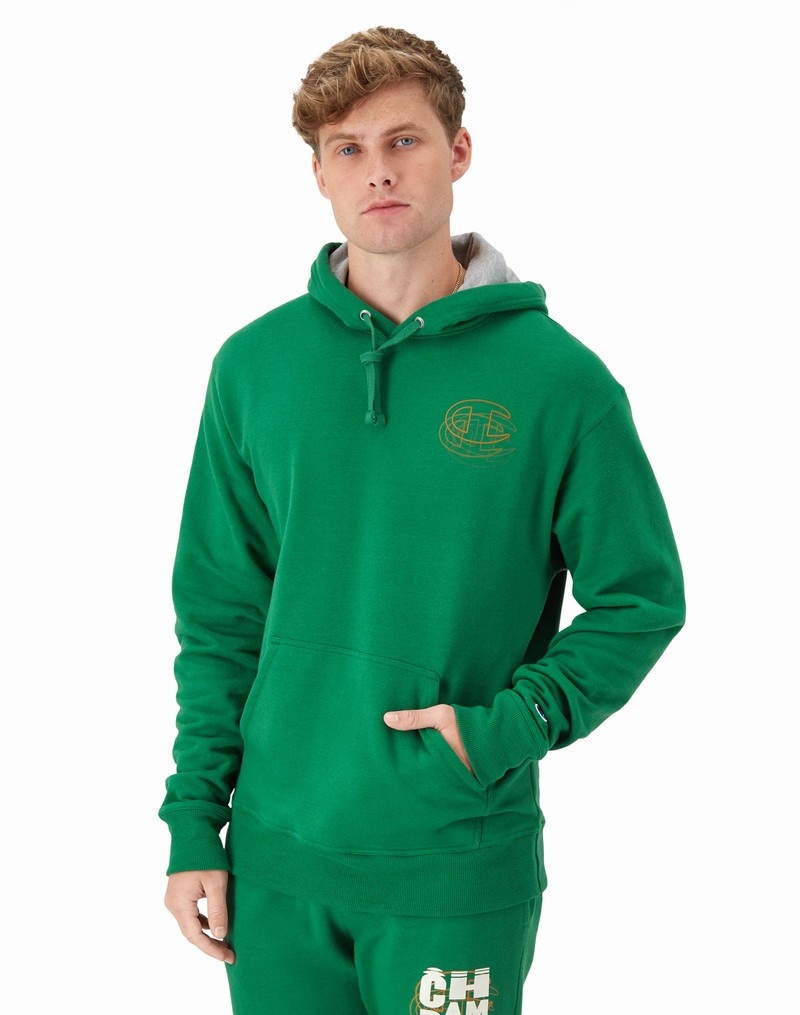 Men\'s Champio Powerblend Hoodie Green | R8NM71