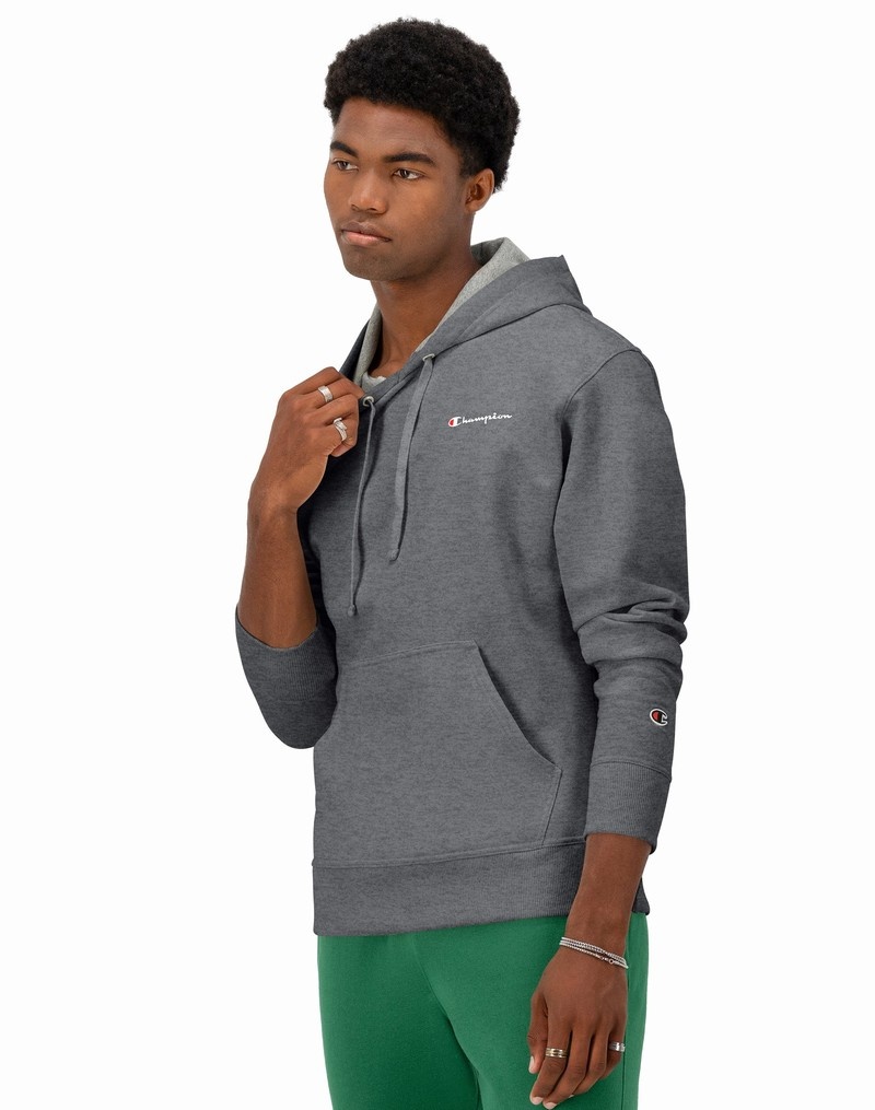 Men's Champio Powerblend Hoodie Grey | L0BI36