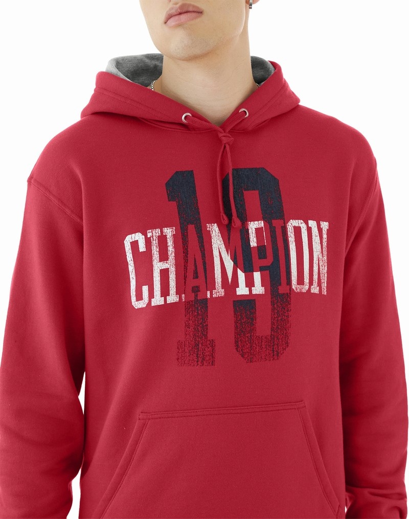 Men's Champio Powerblend Hoodie Red | X4UU71