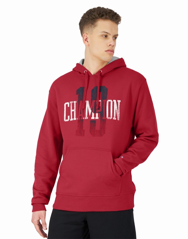 Men\'s Champio Powerblend Hoodie Red | X4UU71