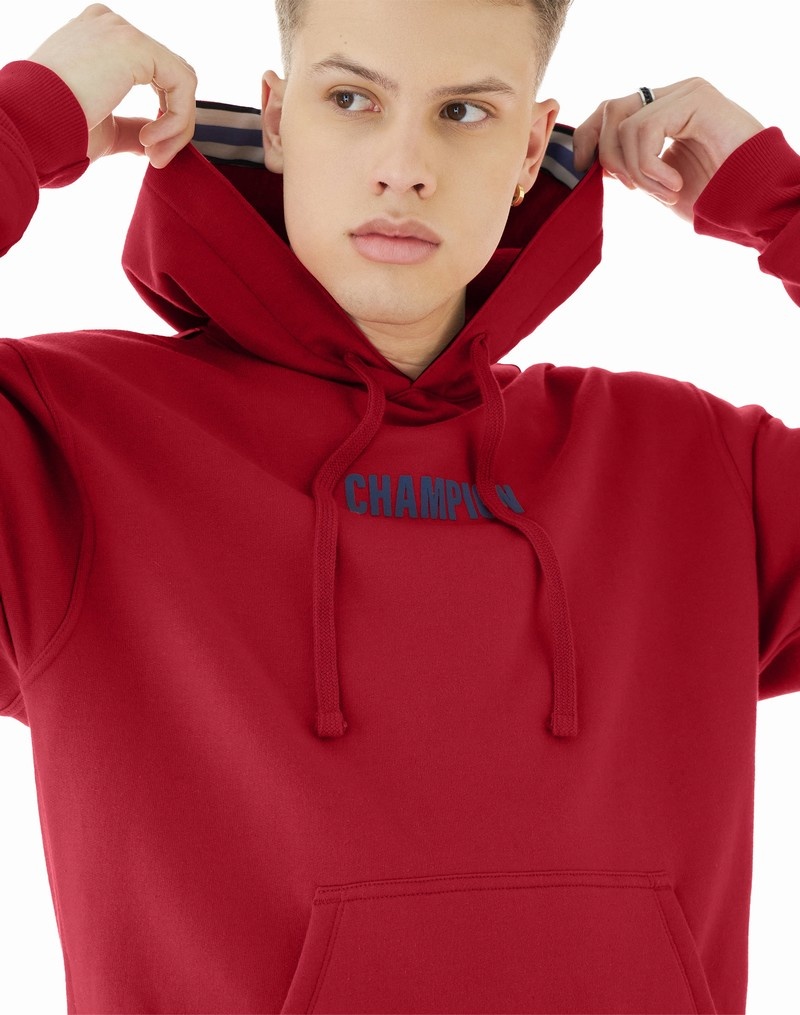 Men's Champio Powerblend Warm Up Hoodie Red | F4ER84