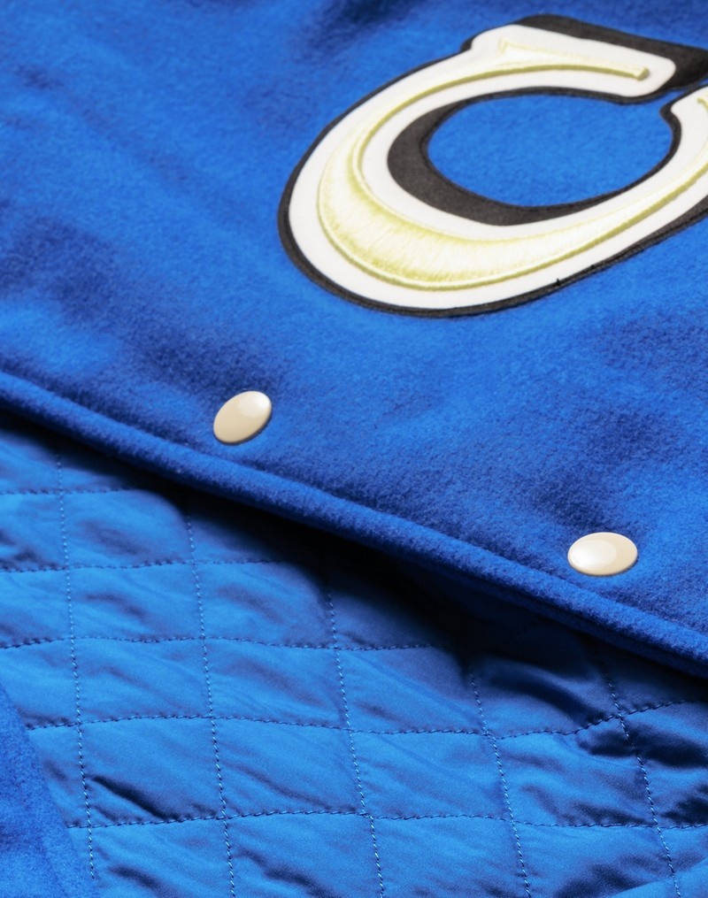 Men's Champio Premium Letterman Jackets Blue | E0HL22