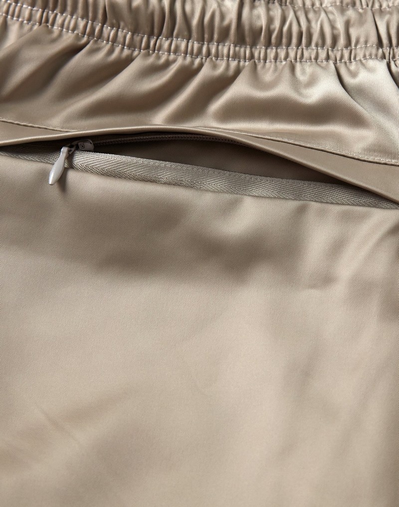 Men's Champio Premium Satin Archive Shorts Beige | S5WG93