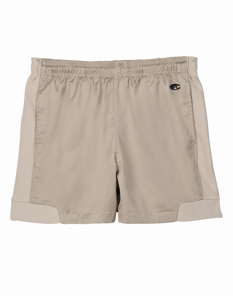 Men\'s Champio Premium Satin Archive Shorts Beige | S5WG93