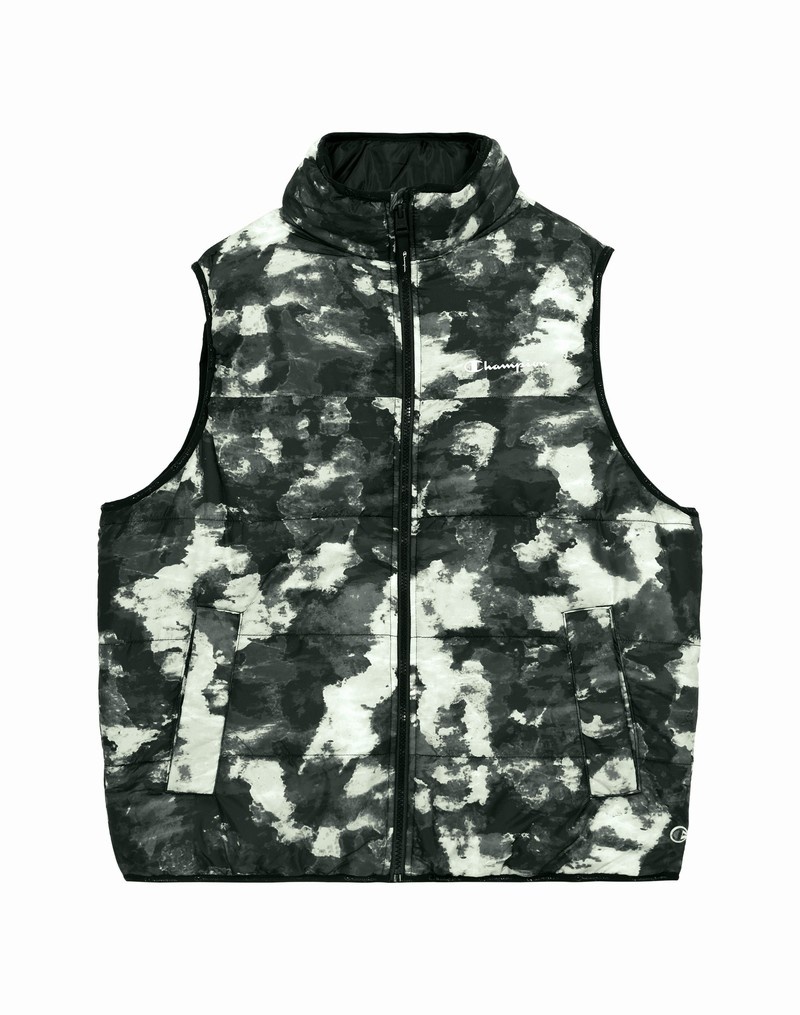 Men\'s Champio Puffer Vest Black | J8UP63