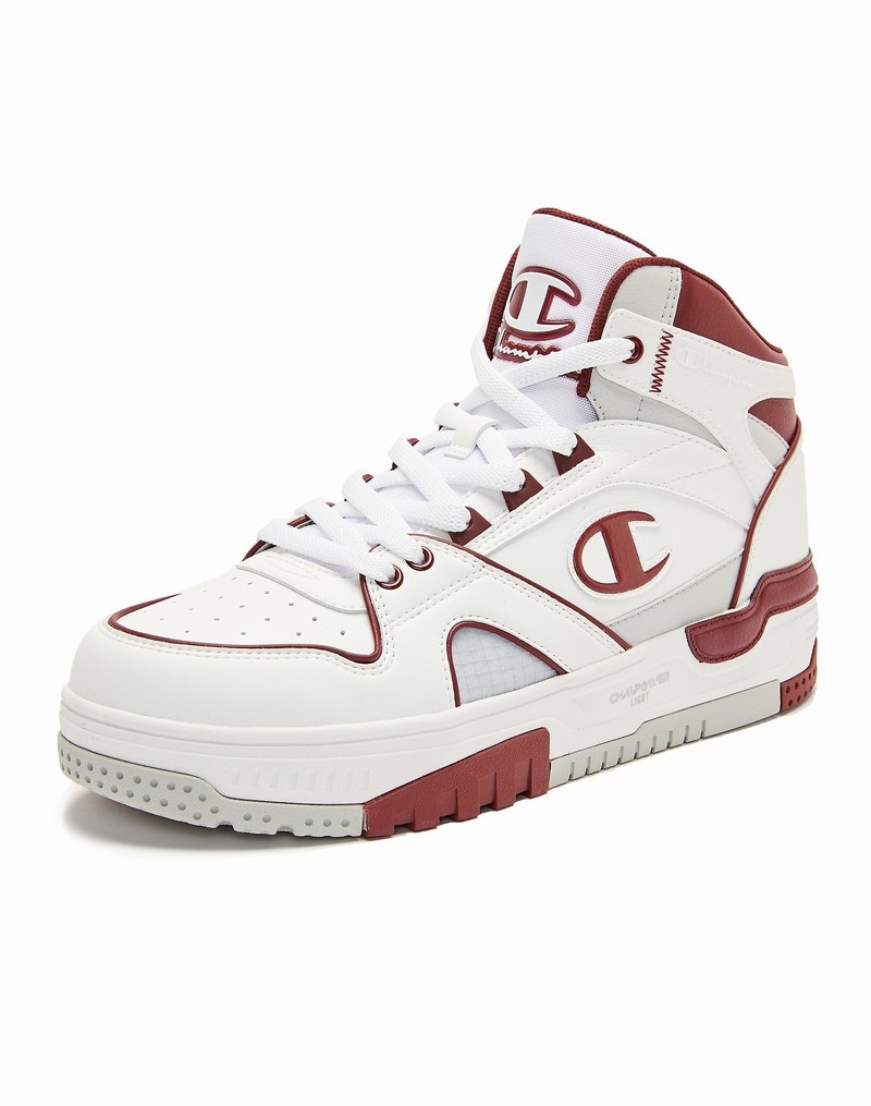 Men's Champio Retro Basketball Hi Sneakers White | P6GL40