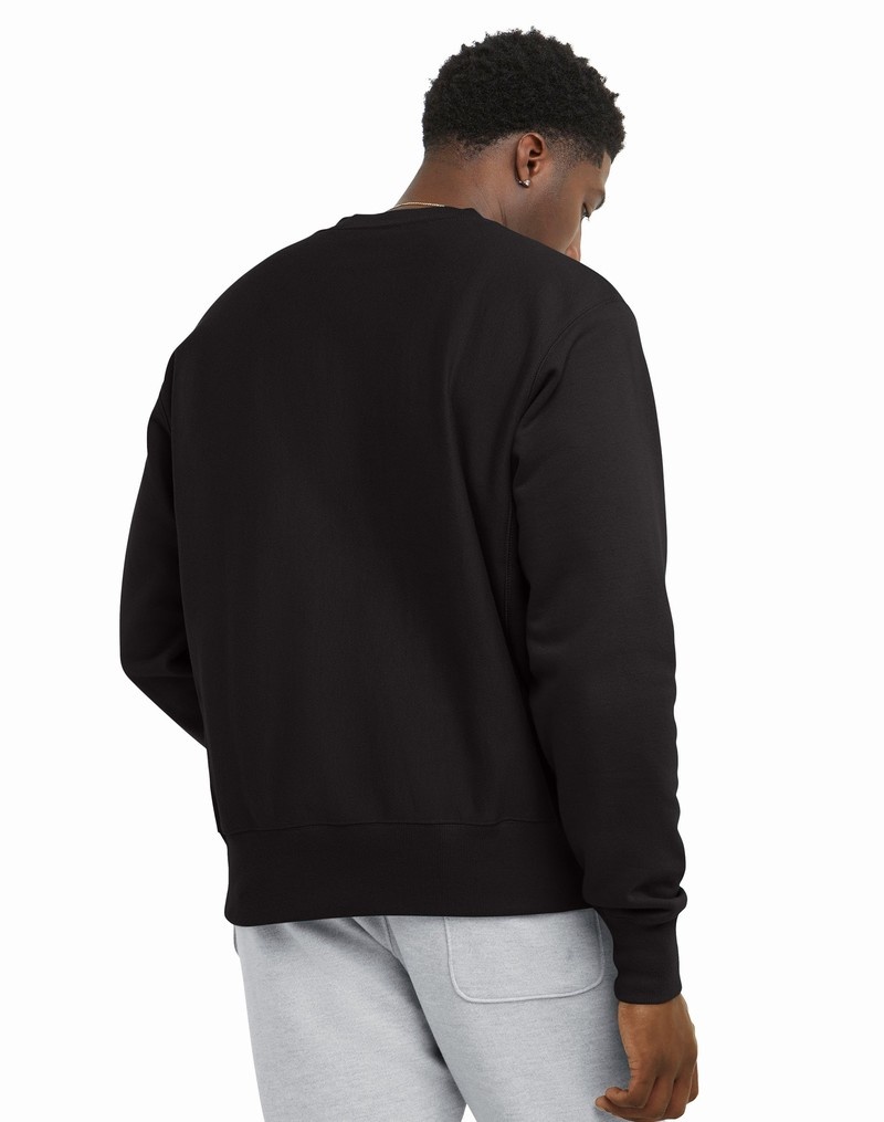 Men's Champio Reverse Weave Crewneck Sweatshirts Black | F2LU89