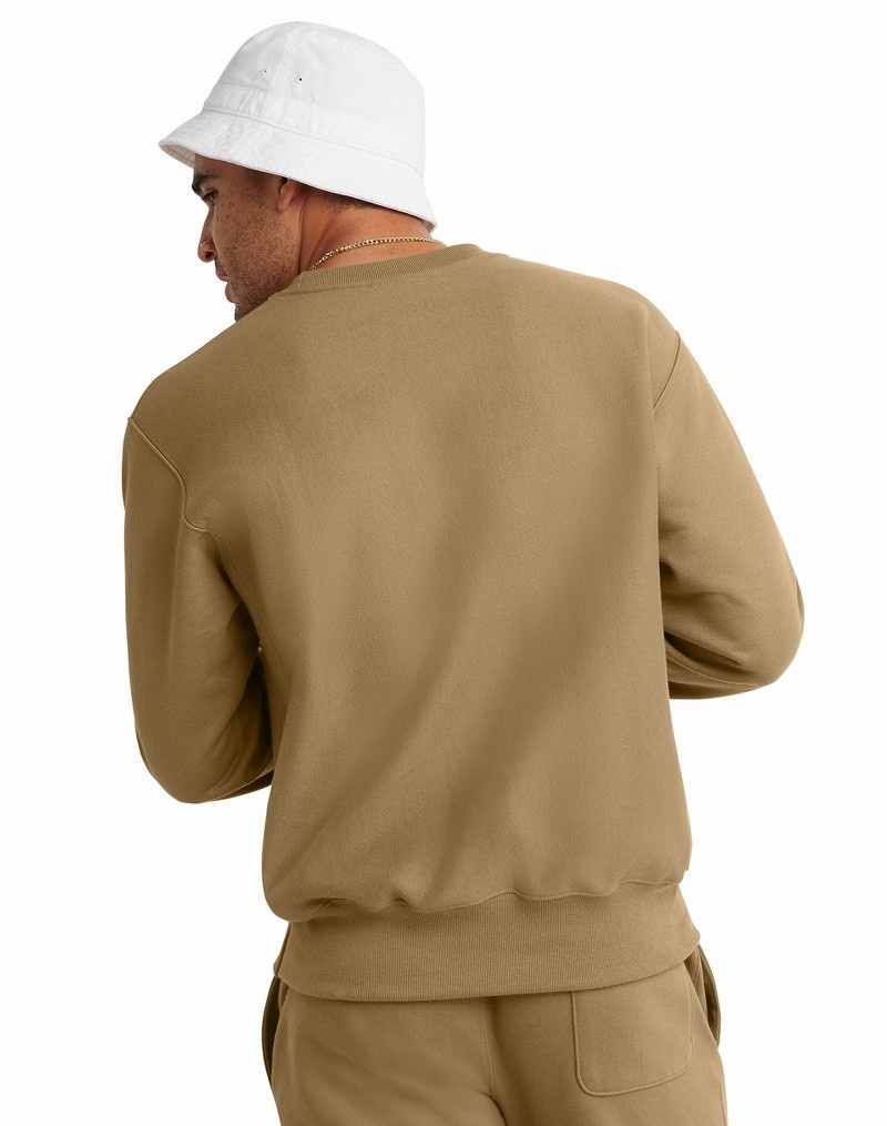 Men's Champio Reverse Weave Crewneck Sweatshirts Brown | J4EF12