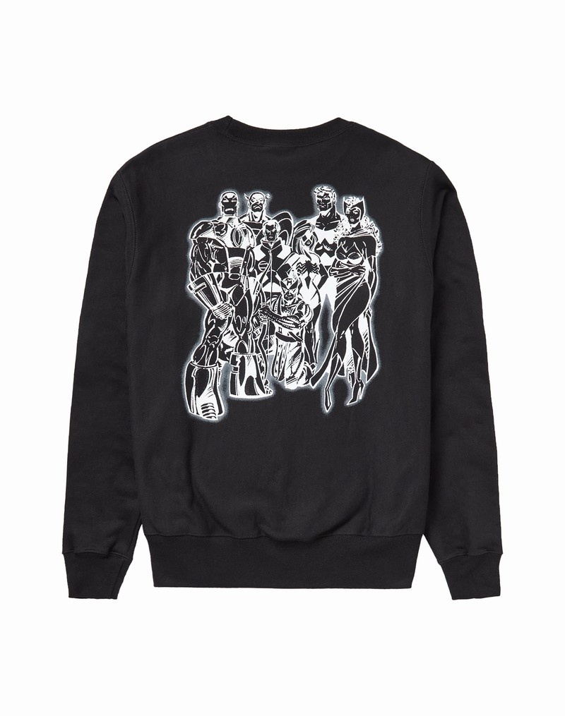 Men's Champio Reverse Weave Crewneck Sweatshirts Black | P4SG57