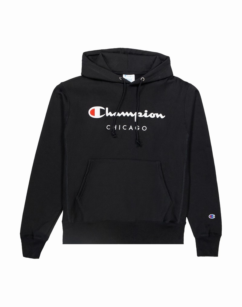 Men\'s Champio Reverse Weave Hoodie Black | H5YL74