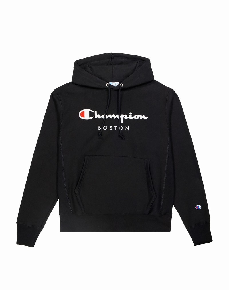 Men\'s Champio Reverse Weave Hoodie Black | P6QE24