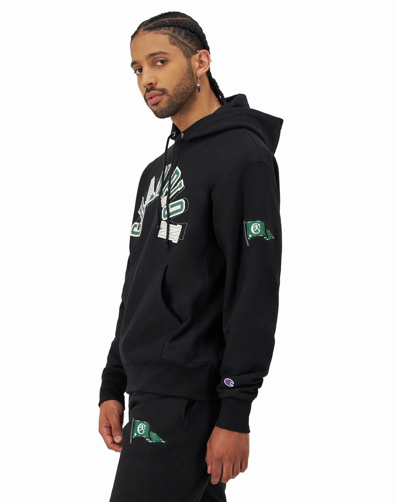 Men's Champio Reverse Weave Hoodie Black | D5HX80