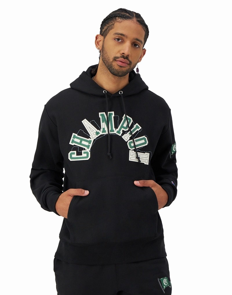 Men\'s Champio Reverse Weave Hoodie Black | D5HX80