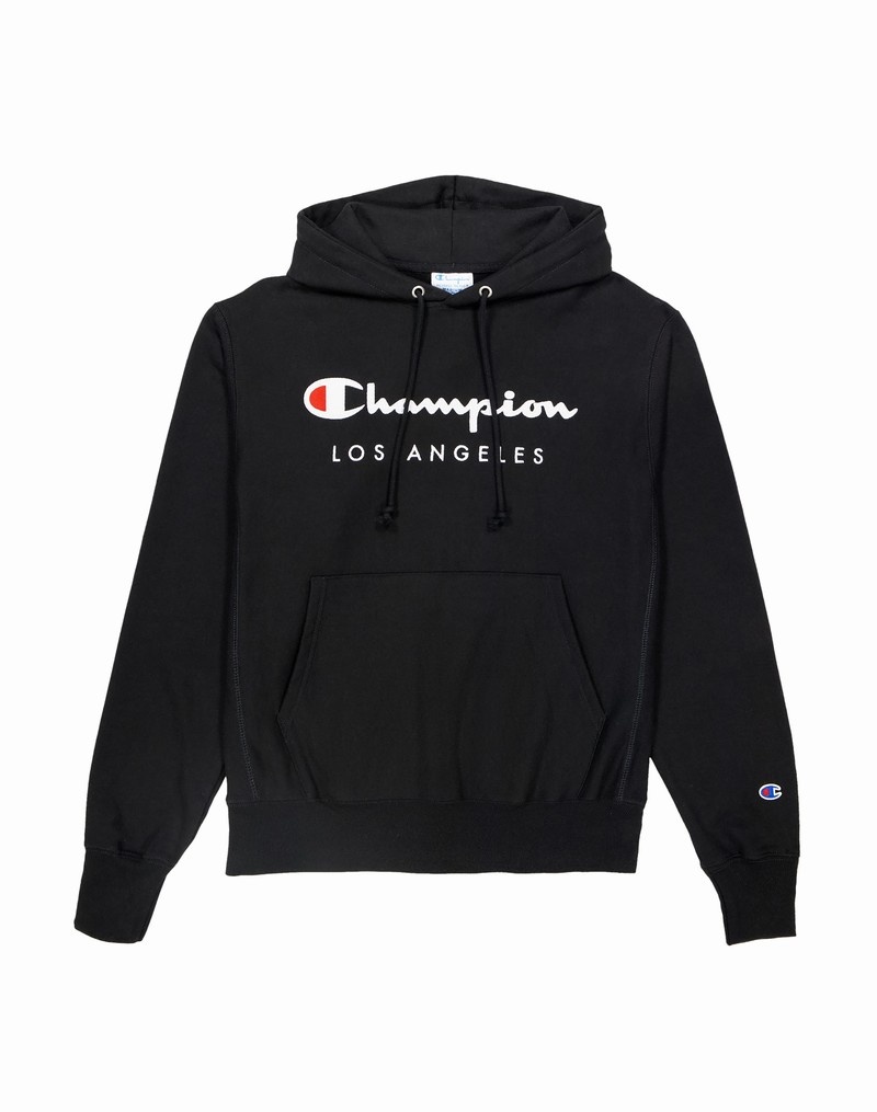 Men\'s Champio Reverse Weave Hoodie Black | O5DZ88