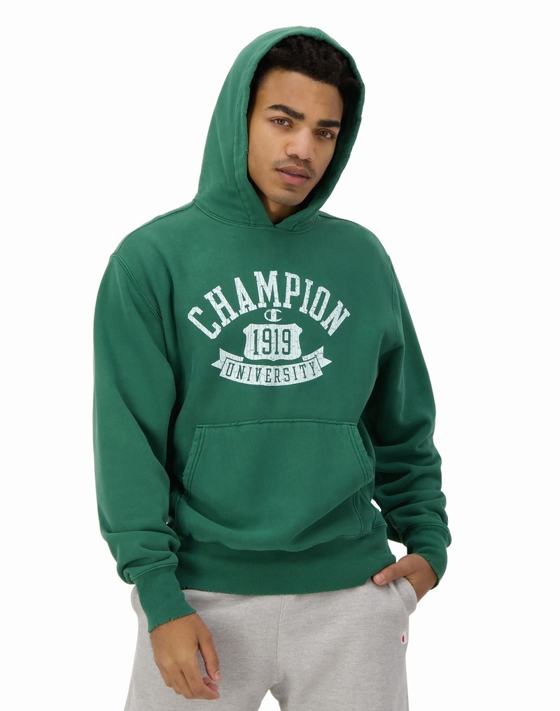 Men\'s Champio Reverse Weave Hoodie Green | L8SG60