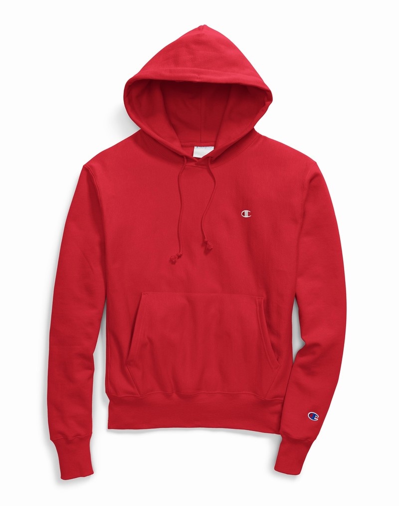 Men's Champio Reverse Weave Hoodie Red | V5ZC37