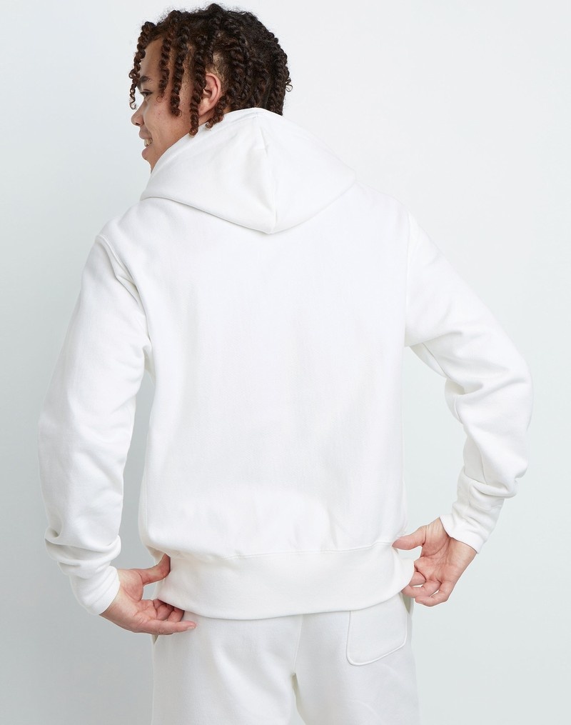 Men's Champio Reverse Weave Hoodie White | S9BH50