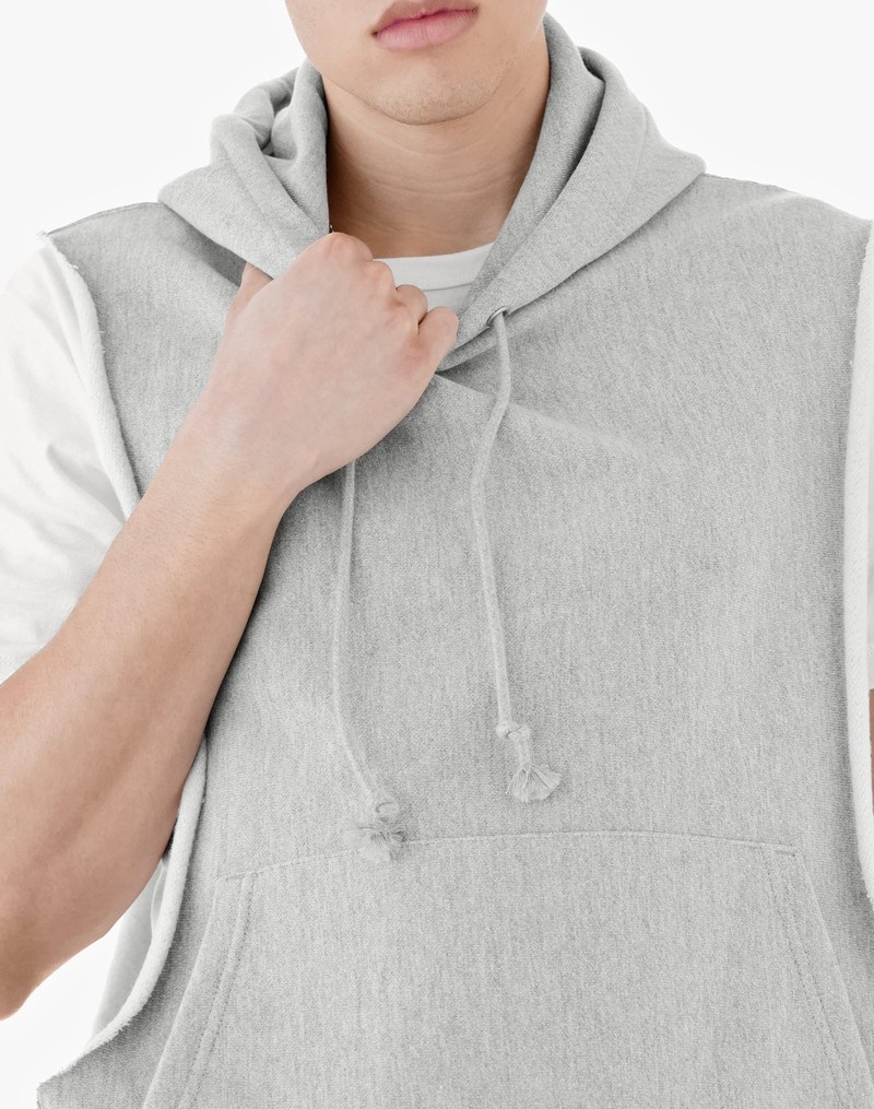 Men's Champio Reverse Weave Muscle Hoodie Grey | D5IU00