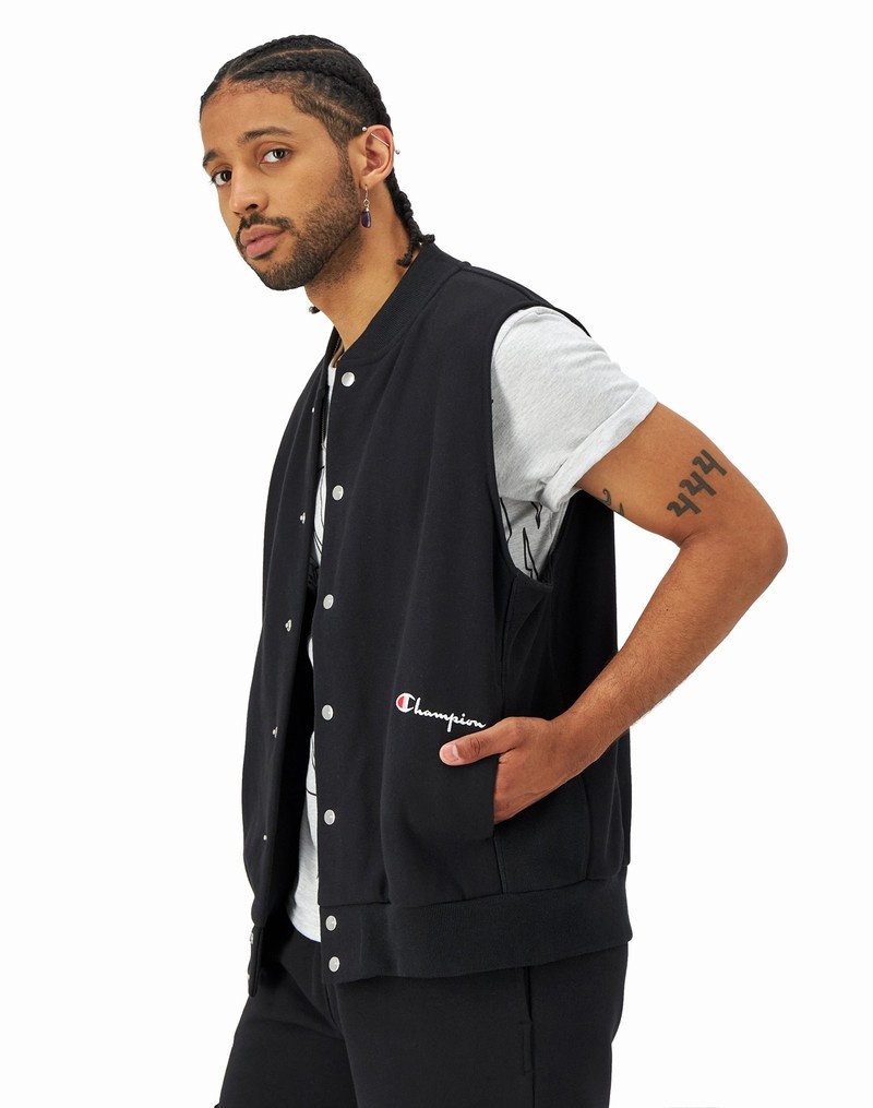 Men's Champio Reverse Weave Vest Black | S1GA22