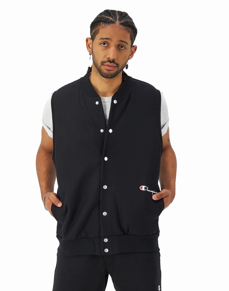 Men\'s Champio Reverse Weave Vest Black | S1GA22