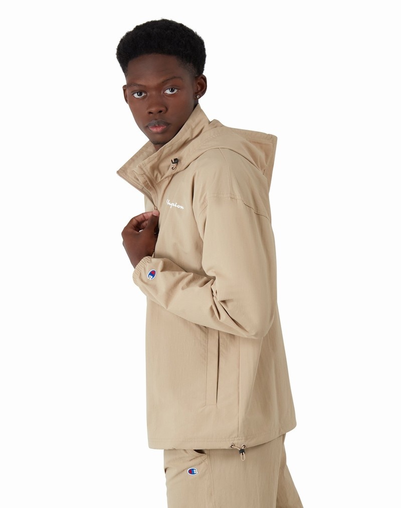 Men's Champio Ripstop Anorak Jackets Beige | M6DD32