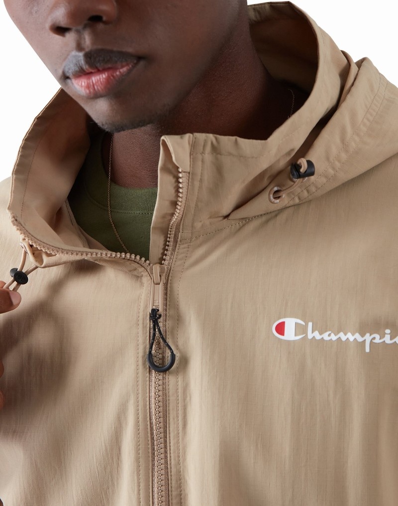 Men's Champio Ripstop Anorak Jackets Beige | M6DD32