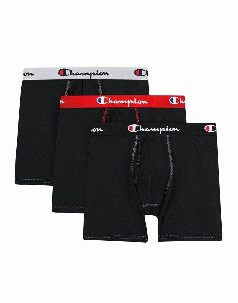 Men's Champio Total Support Pouch Pack Briefs Black | F5FO01