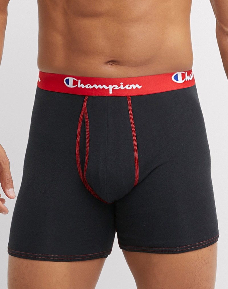 Men's Champio Total Support Pouch Pack Briefs Black | F5FO01