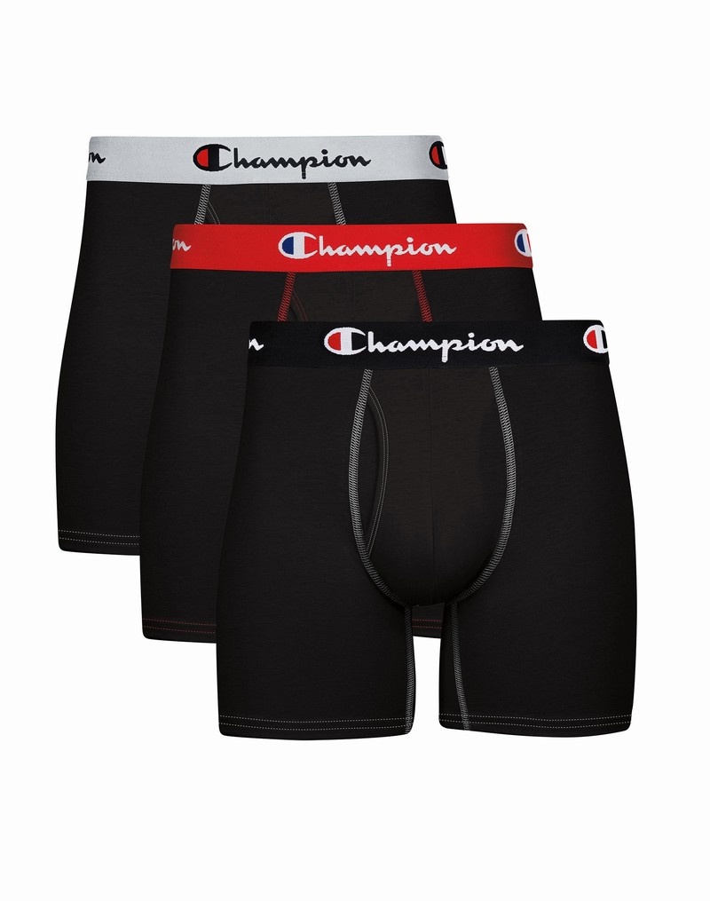 Men\'s Champio Total Support Pouch Pack Briefs Black | F5FO01