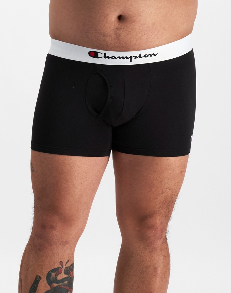 Men\'s Champio Trunks Briefs Black | J5SQ10