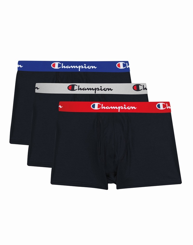 Men's Champio Trunks Pack Briefs Black | H7KL11