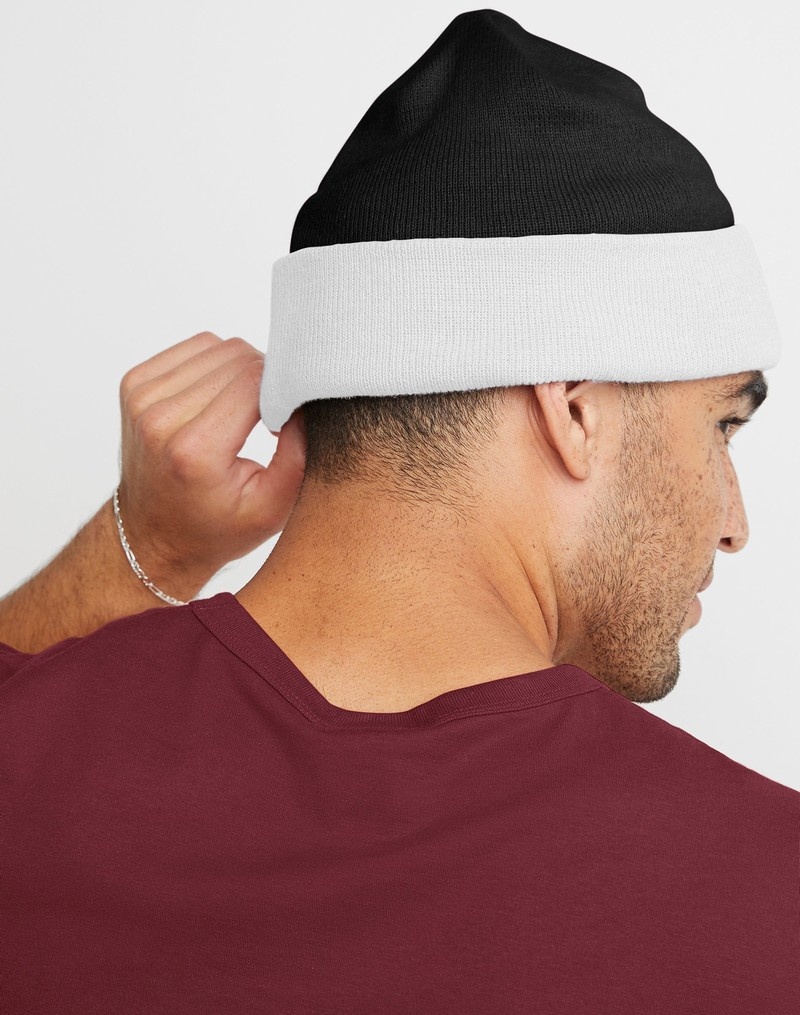 Men's Champio with Cuff Beanie White | H6WF47