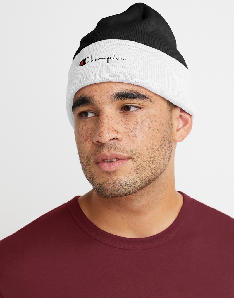 Men\'s Champio with Cuff Beanie White | H6WF47