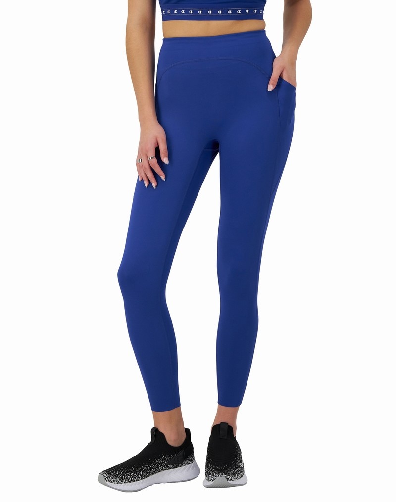 Women\'s Champio Absolute 7/8 Leggings Blue | T1YX97