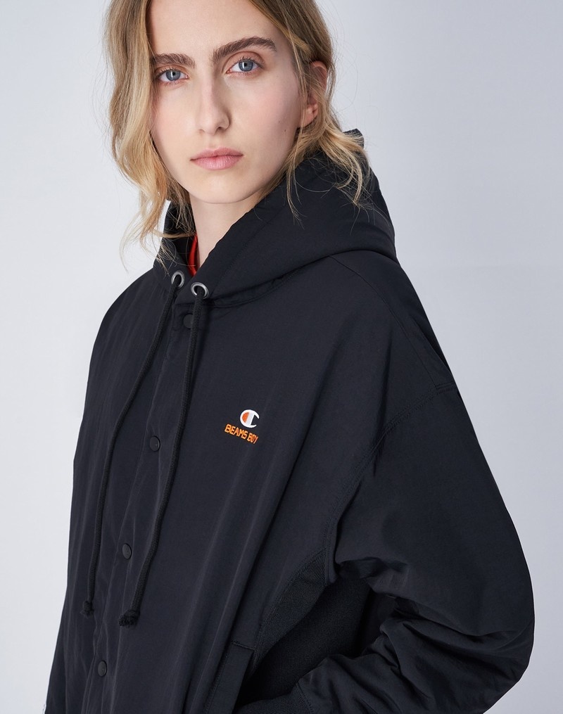 Women's Champio BEAMS BOY Reverse Weave Quilted Jackets Navy | J0EG83