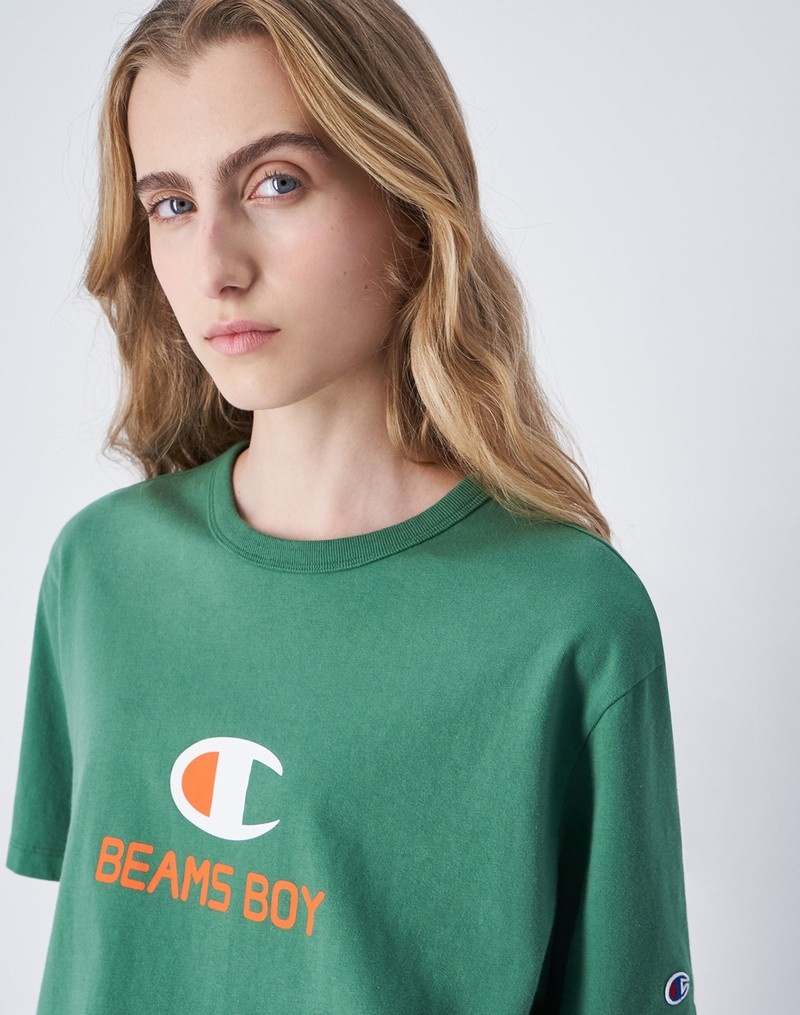 Women's Champio BEAMS BOY T Shirts Green | R0XI03