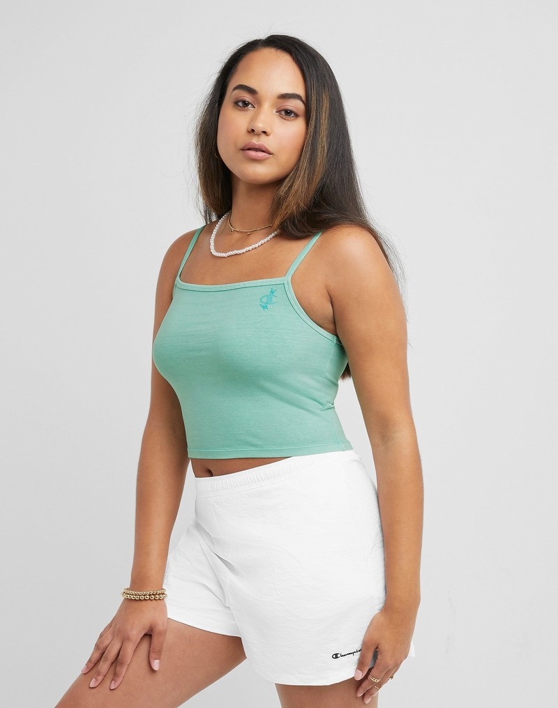 Women's Champio Cami Cropped Tops Green | C7PC71