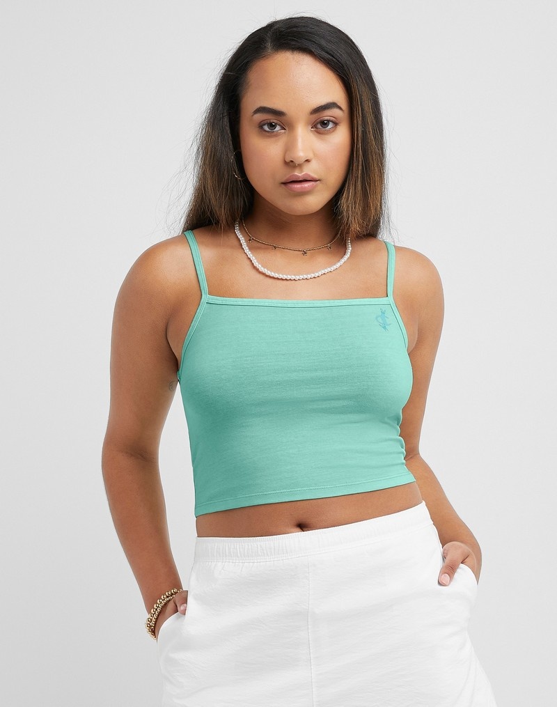 Women\'s Champio Cami Cropped Tops Green | C7PC71